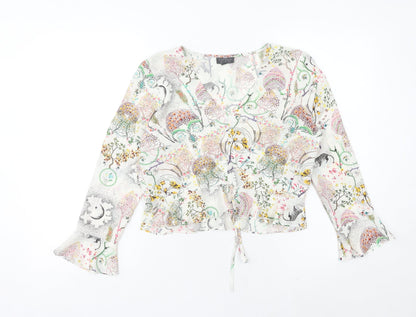 Womens UK Size 10 Topshop Multicoloured Wrap Blouse