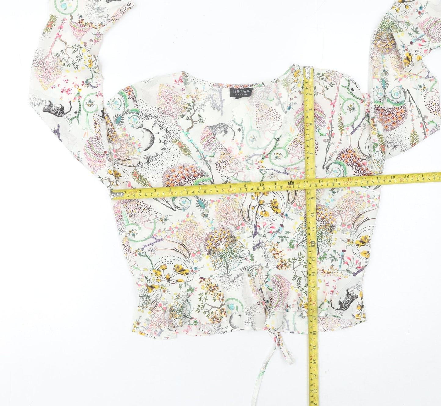 Womens UK Size 10 Topshop Multicoloured Wrap Blouse