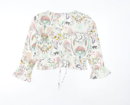 Womens UK Size 10 Topshop Multicoloured Wrap Blouse