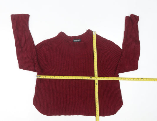American Apparel Women’s Red Chunky Knit Mock Neck Pullover Jumper Size L