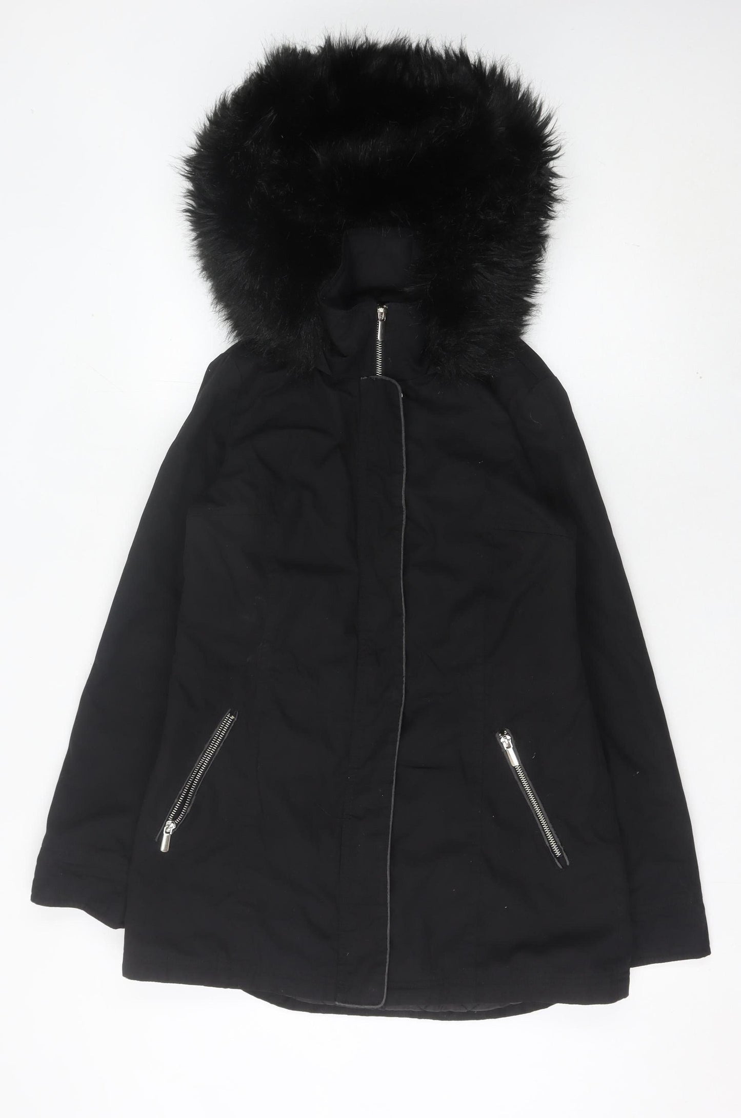Womens UK Size 8 Miss Selfridge Black Parka Coat