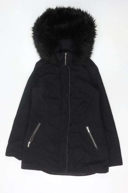 Womens UK Size 8 Miss Selfridge Black Parka Coat