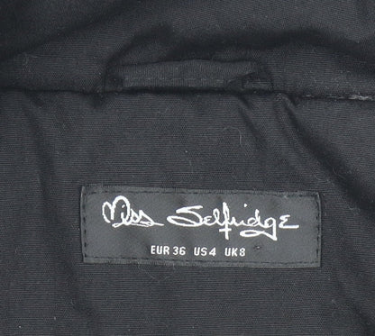 Womens UK Size 8 Miss Selfridge Black Parka Coat
