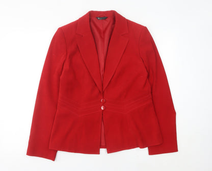 BHS Women Red Suit Jacket Size 14 Tailored Two Button Blazer