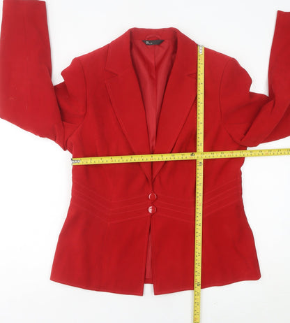 BHS Women Red Suit Jacket Size 14 Tailored Two Button Blazer