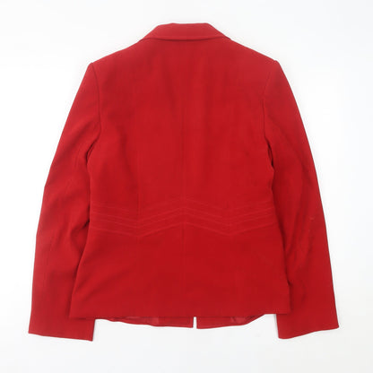 BHS Women Red Suit Jacket Size 14 Tailored Two Button Blazer