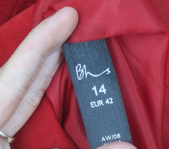 BHS Women Red Suit Jacket Size 14 Tailored Two Button Blazer