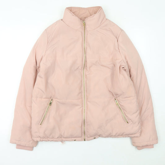 New Look Women’s Pink Size 14 Puffer Jacket with Zip & Pockets