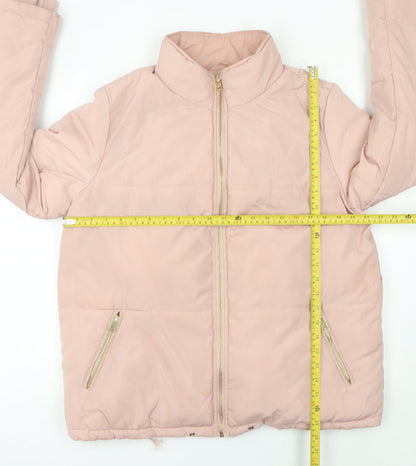 New Look Women’s Pink Size 14 Puffer Jacket with Zip & Pockets