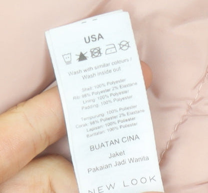 New Look Women’s Pink Size 14 Puffer Jacket with Zip & Pockets