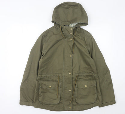 Tu Womens Green Parka Jacket Size 10 Hooded Mid Length Casual