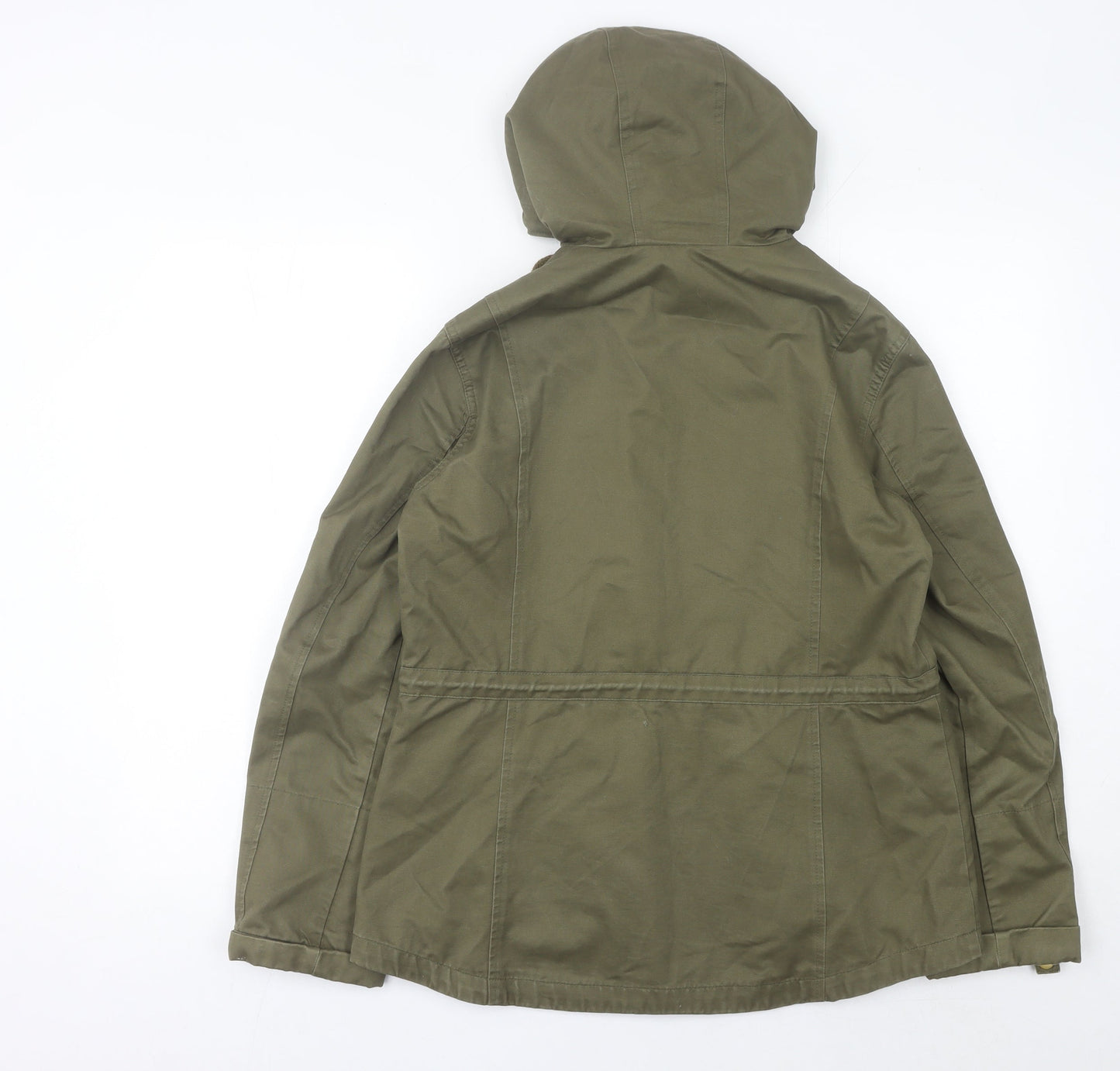 Tu Womens Green Parka Jacket Size 10 Hooded Mid Length Casual