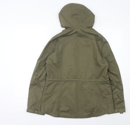Tu Womens Green Parka Jacket Size 10 Hooded Mid Length Casual