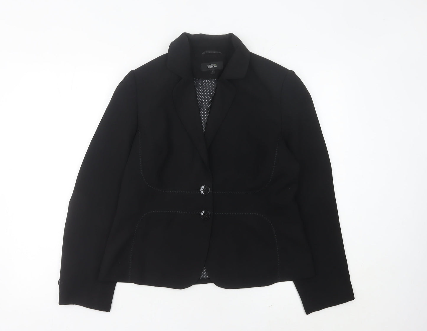 Marks and Spencer Women Black Size 14 Blazer Jacket Smart Workwear