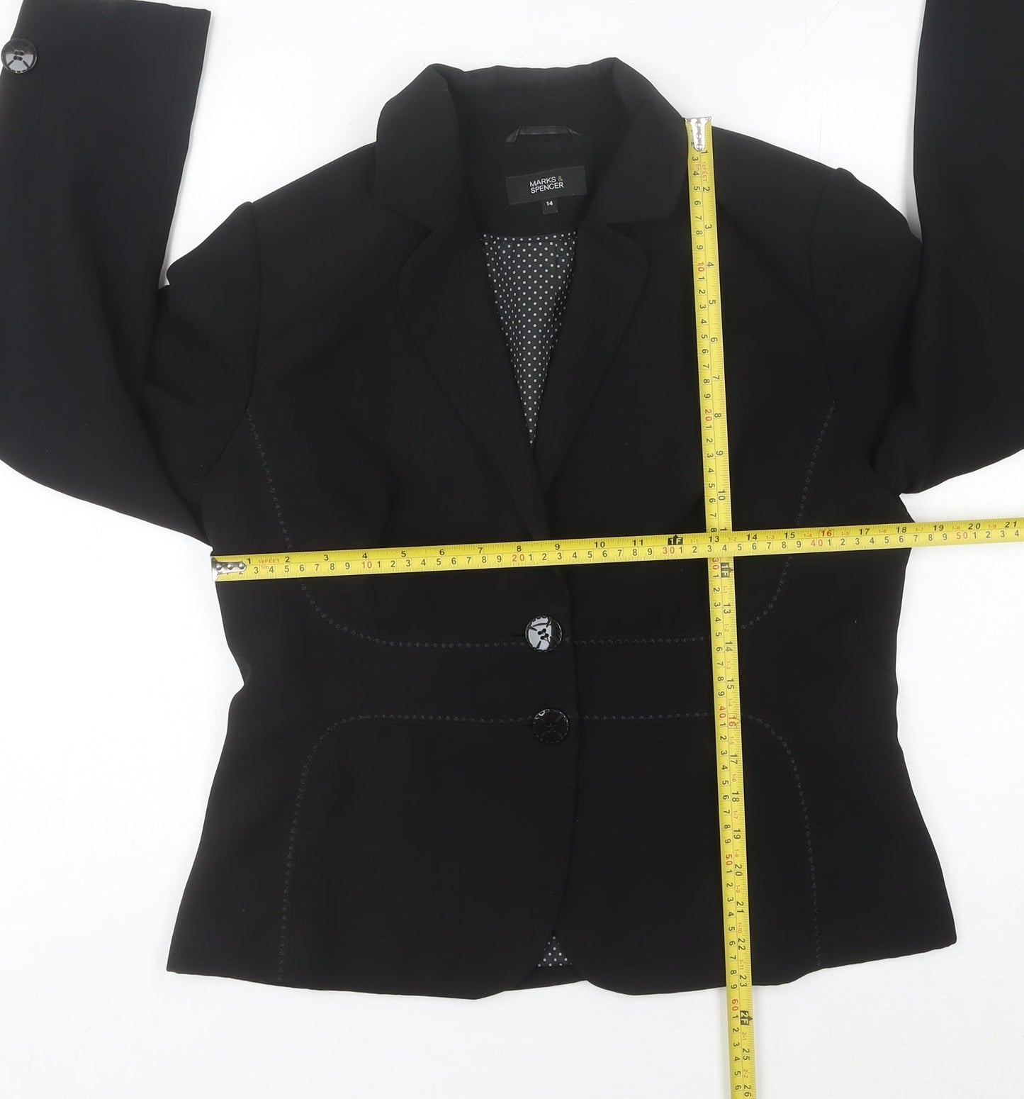 Marks and Spencer Women Black Size 14 Blazer Jacket Smart Workwear