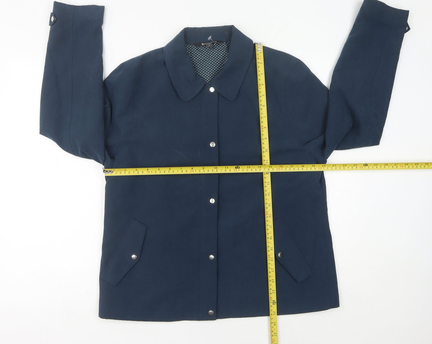 Bonmarche Womens Blue Mid-Length Button Jacket Size 14 Casual Workwear