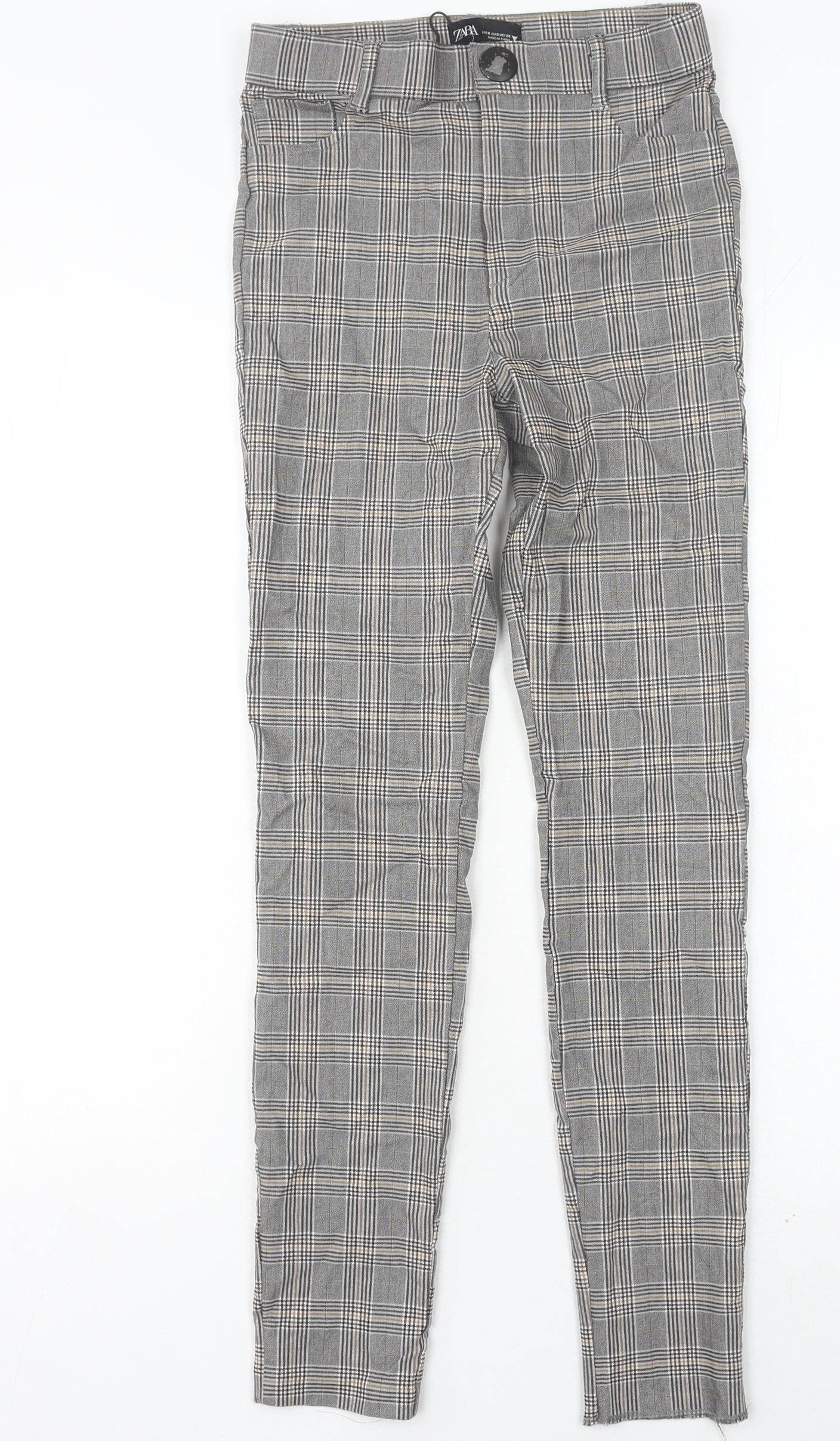 Womens UK Size S Zara Slim Fit Chino Grey Trousers