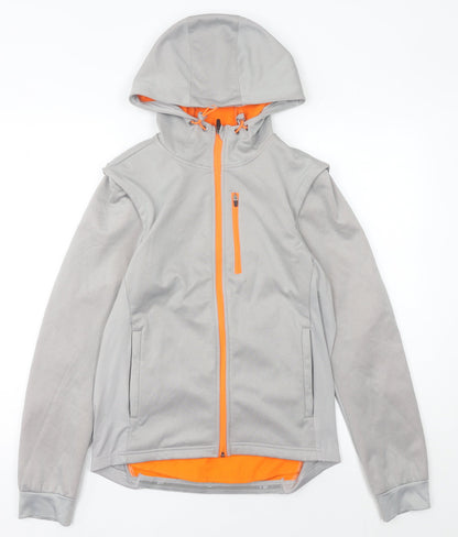 Crane Womens Grey Hooded Soft Shell Activewear Jacket Size 12