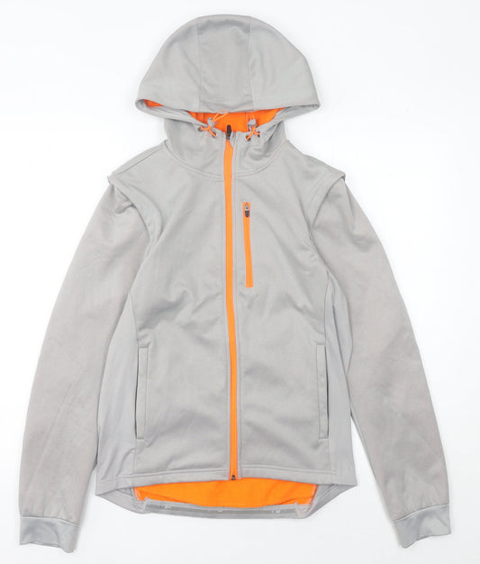 Crane Womens Grey Hooded Soft Shell Activewear Jacket Size 12