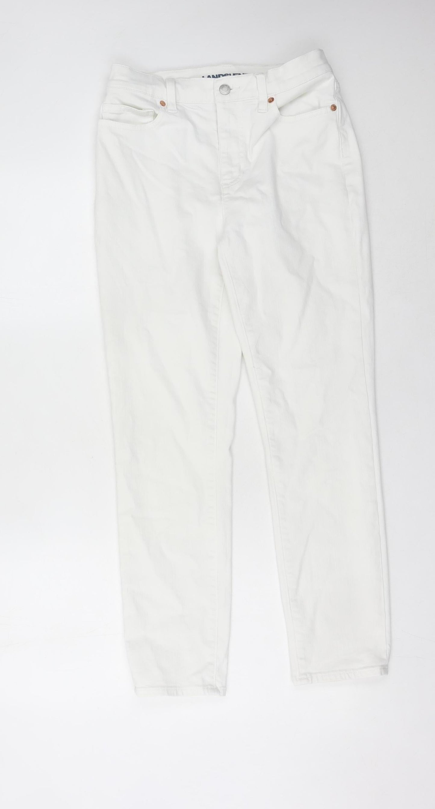 Lands' End Womens White Straight Leg Jeans Size 8 Regular