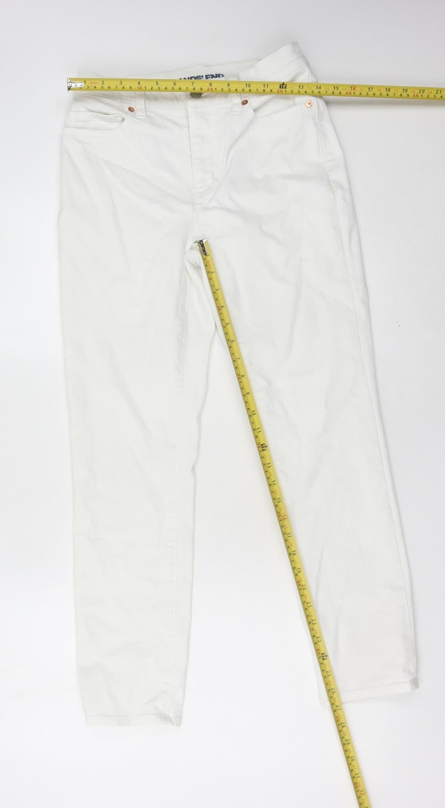 Lands' End Womens White Straight Leg Jeans Size 8 Regular