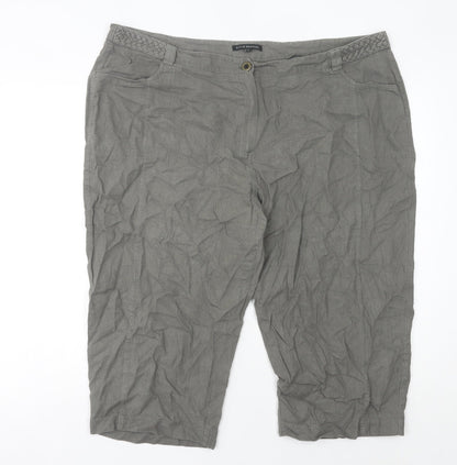 David Emanuel Womens Grey Linen Viscose Capri Trousers Size 22