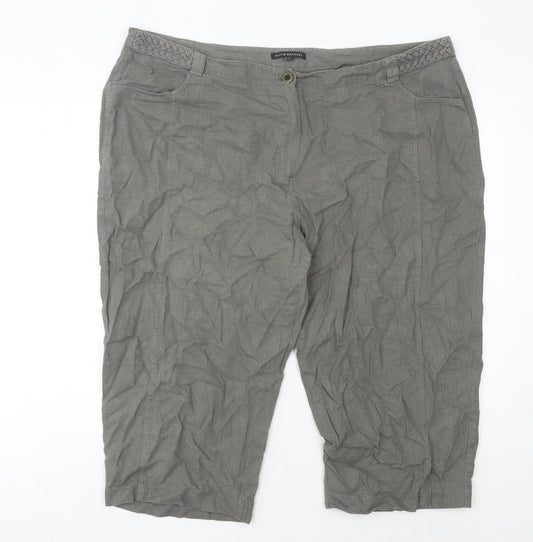 David Emanuel Womens Grey Linen Viscose Capri Trousers Size 22