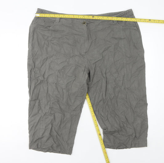 David Emanuel Womens Grey Linen Viscose Capri Trousers Size 22