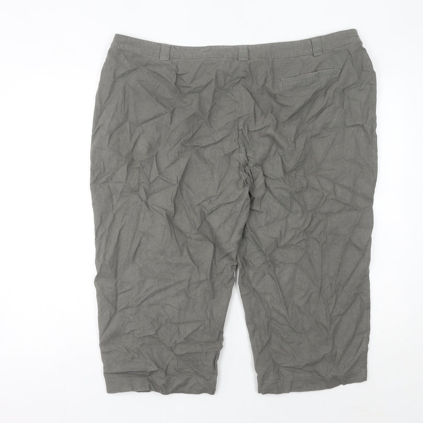 David Emanuel Womens Grey Linen Viscose Capri Trousers Size 22