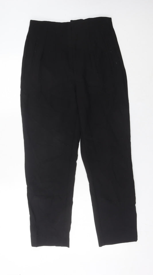 Stradivarius Women’s Black Size 10 Pleated High Rise Straight Trousers