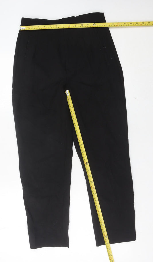 Stradivarius Women’s Black Size 10 Pleated High Rise Straight Trousers