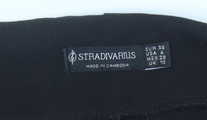 Stradivarius Women’s Black Size 10 Pleated High Rise Straight Trousers