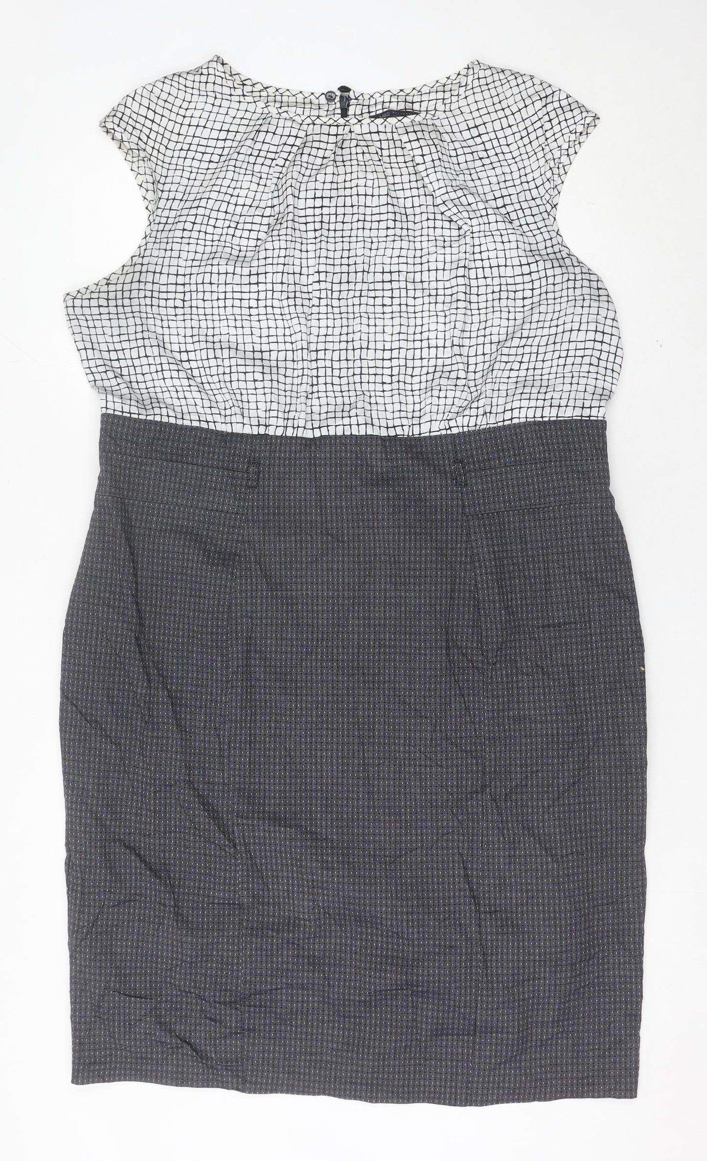 Marks and Spencer Women’s Black White Sheath Dress UK 20 Workwear