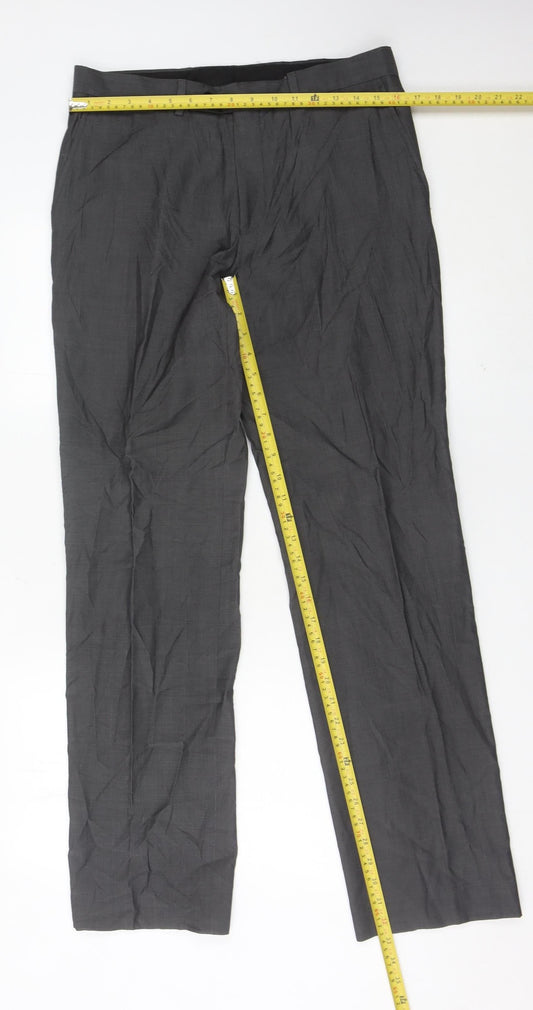 Next Men’s Grey 32L Formal Dress Pants Wool Blend Pleated