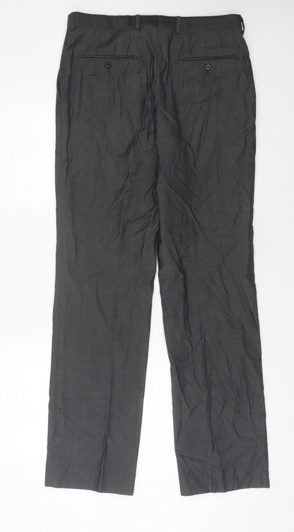 Next Men’s Grey 32L Formal Dress Pants Wool Blend Pleated