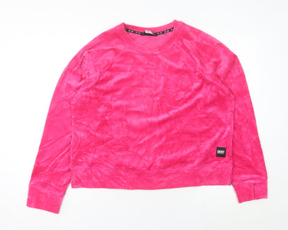 DKNY Women’s Pink Pullover Sweatshirt M Logo Long Sleeve Sportswear