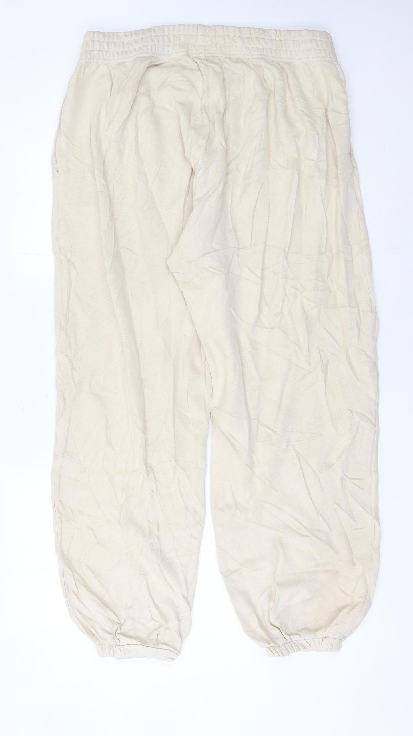 Nike Mens Beige Jogger Trousers Size L Cotton Blend Elastic Waist