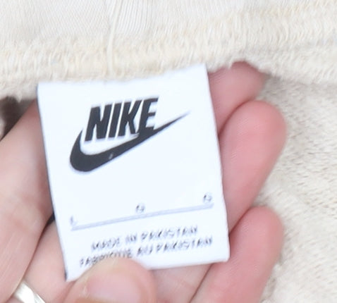 Nike Mens Beige Jogger Trousers Size L Cotton Blend Elastic Waist