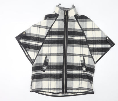 River Island Women’s Black Grey Plaid Cape Poncho XS