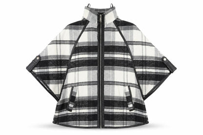 River Island Women’s Black Grey Plaid Cape Poncho XS