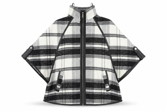 River Island Women’s Black Grey Plaid Cape Poncho XS