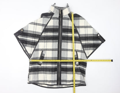 River Island Women’s Black Grey Plaid Cape Poncho XS