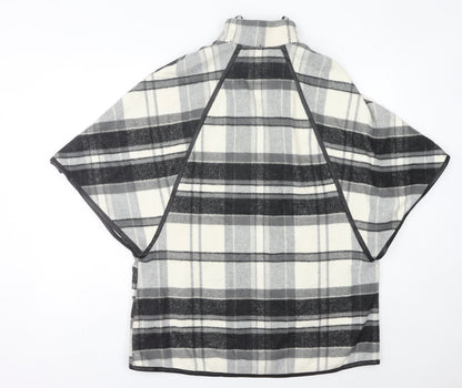 River Island Women’s Black Grey Plaid Cape Poncho XS
