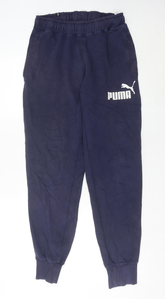 Puma Men’s Blue Jogger Sweatpants M Cotton Blend Casual Sportswear