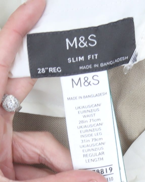 Marks and Spencer Men’s Beige Slim Fit Chino Trousers 28W 31L