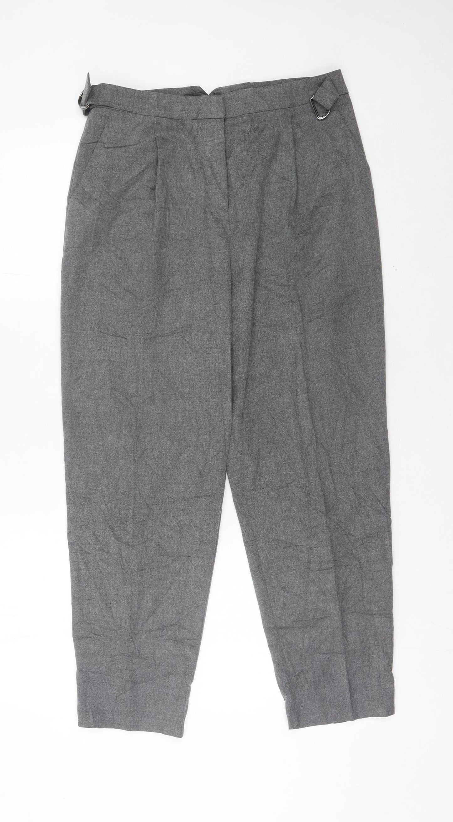 Topshop Women’s Grey Size 10 Pleated Tapered Trousers Workwear
