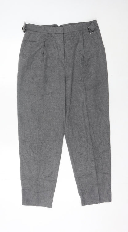 Topshop Women’s Grey Size 10 Pleated Tapered Trousers Workwear