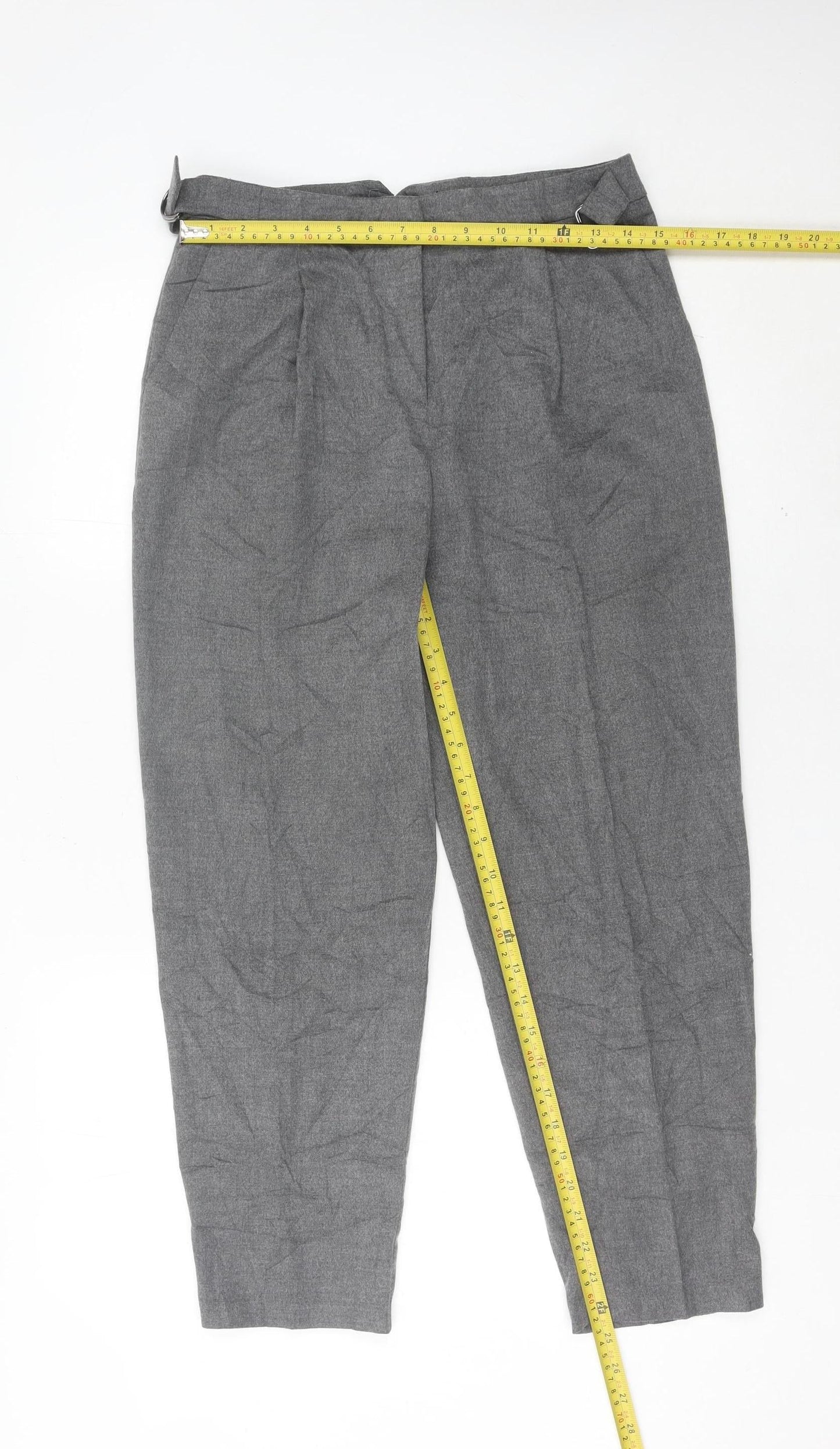 Topshop Women’s Grey Size 10 Pleated Tapered Trousers Workwear