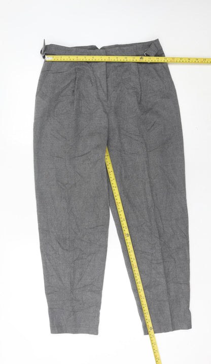 Topshop Women’s Grey Size 10 Pleated Tapered Trousers Workwear