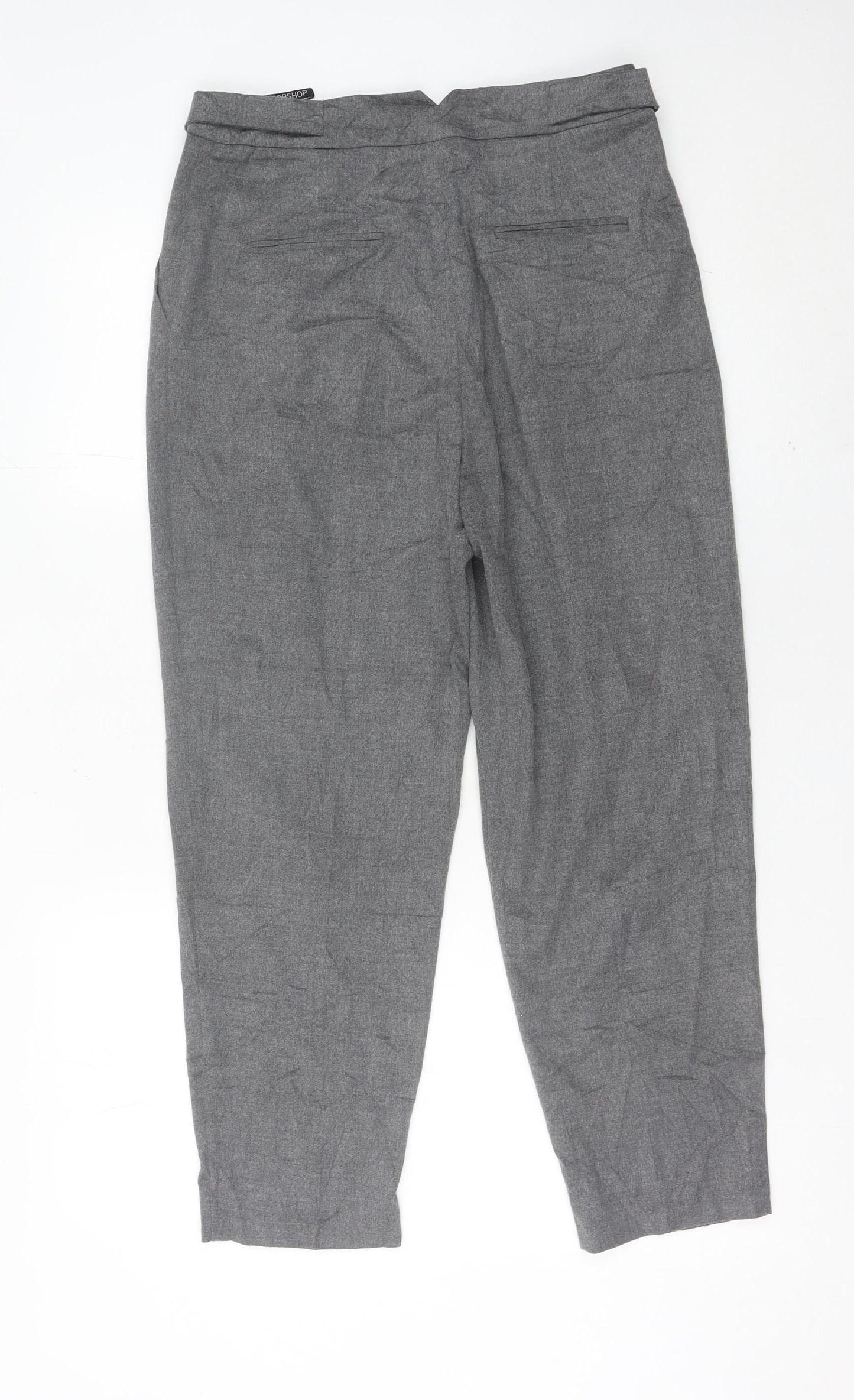 Topshop Women’s Grey Size 10 Pleated Tapered Trousers Workwear